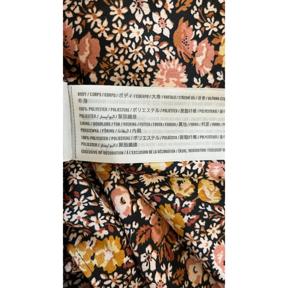 Abercrombie & Fitch Ruched Floral Midi Skirt Womens Size Small Brown Pink Yellow - Picture 7 of 8